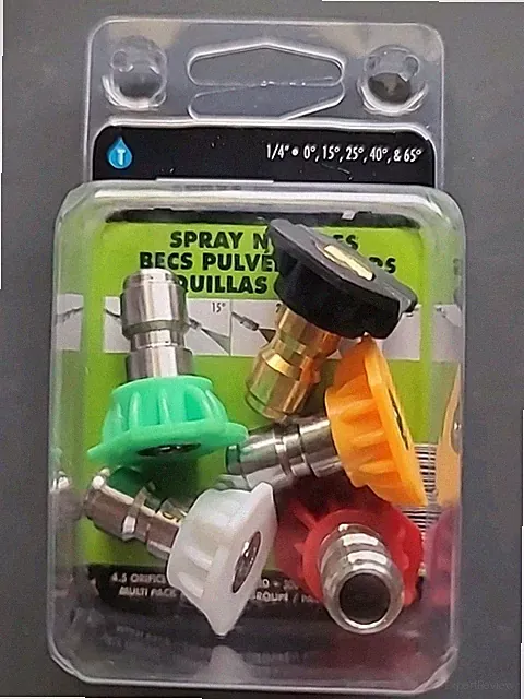 FORNEY 75149 1/4 Inch PRESSURE WASHER SPRAY NOZZLES SET 0°, 15°, 25°, 40°, 65°