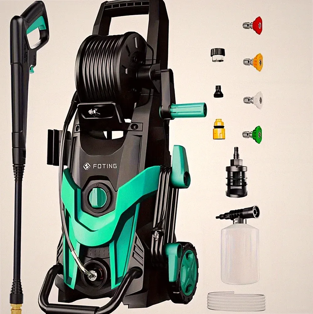 FOTING 4500 PSI 3.2 GPM 120V Cold Water Pressure Washer w/ Hose Reel Foam Cannon