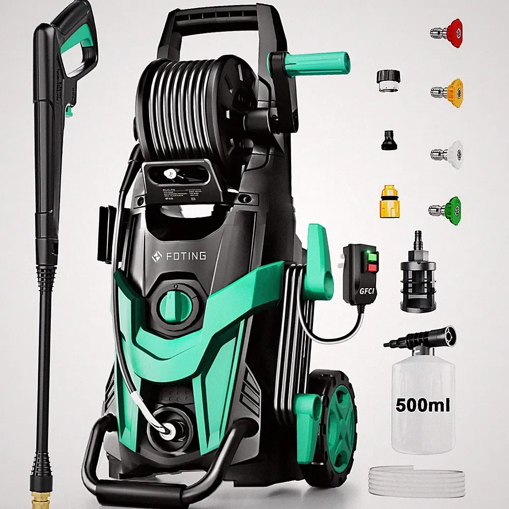 FOTING 4800 PSI, 3.2 GPM Electric Pressure Washer with GFCI & Hose Reel
