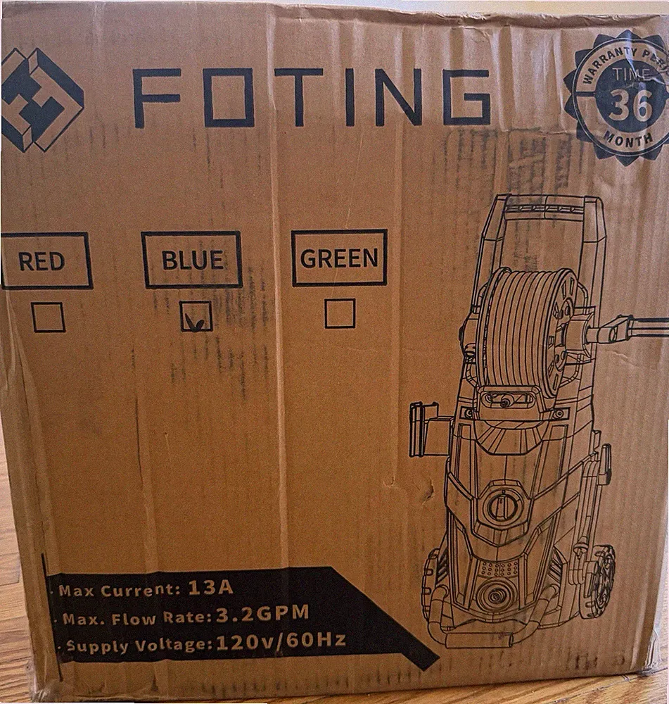 FOTING KLC-T3 Wheel-Mounted Electric Pressure Washer 2400 PSI 3.2 GPM 13A