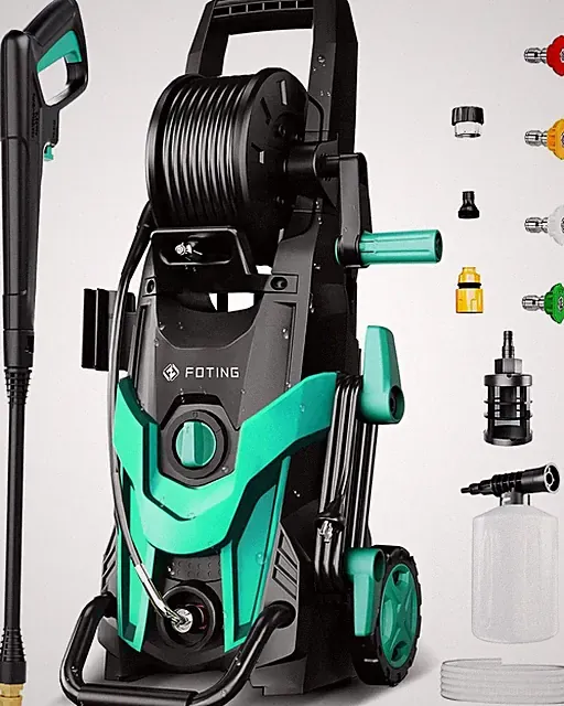 FOTING Pressure Wash 1750 PSI, 1.8 GPM Electric Pressure Washer with Hose Reel