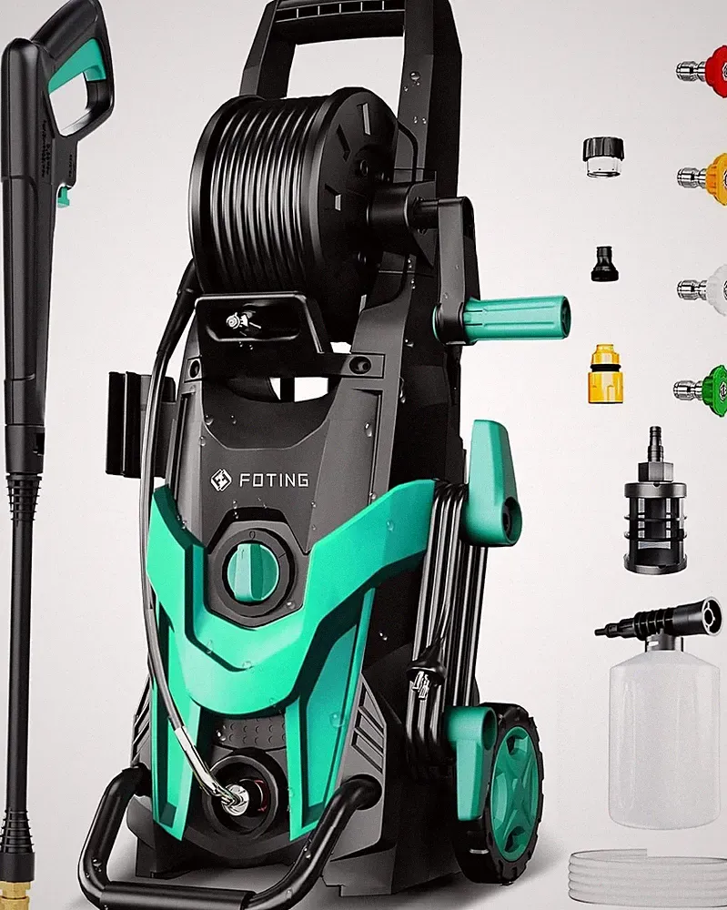 FOTING Pressure Wash 4500 PSI, 3.2 GPM Electric Pressure Washer with Hose Reel