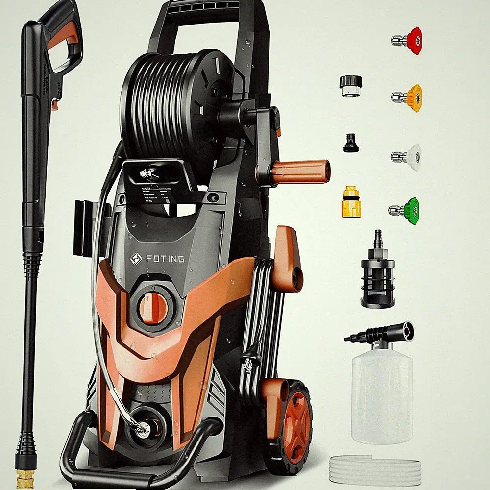 FOTING PRESSURE WASHER 4500PSI 4 QUICK CONNECT NOZZLES, HOSE & FILT - RED/BLACK