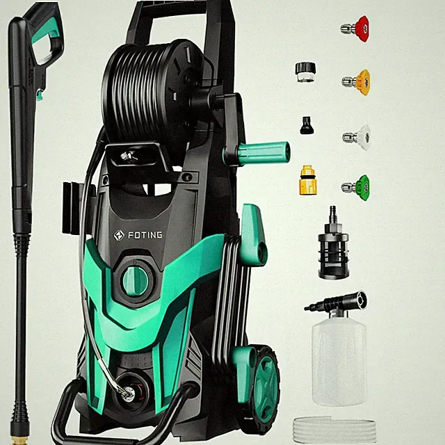 FOTING UPGRADED PRESSURE POWER WASHER 4500PSI 5 NOZZLES, FILTER, CANNON - BLUE