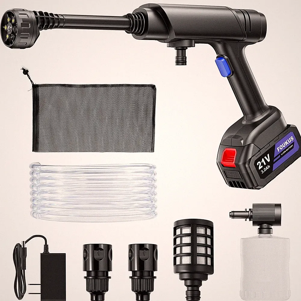 Foukus FK-241104 Cordless Pressure Washer, 1200 PSI, 21V Battery Powered, 6-in-1