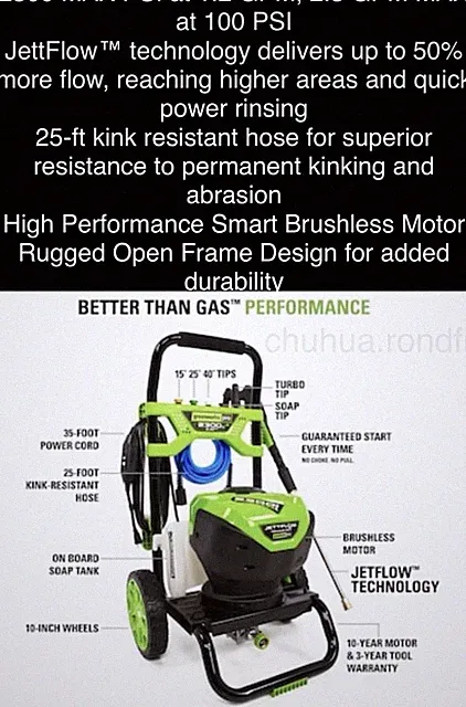 💦FREE SHIP💦Greenworks Pro 2300-PSI💥1.2 to 2.3-GPM Electric Pressure Washer