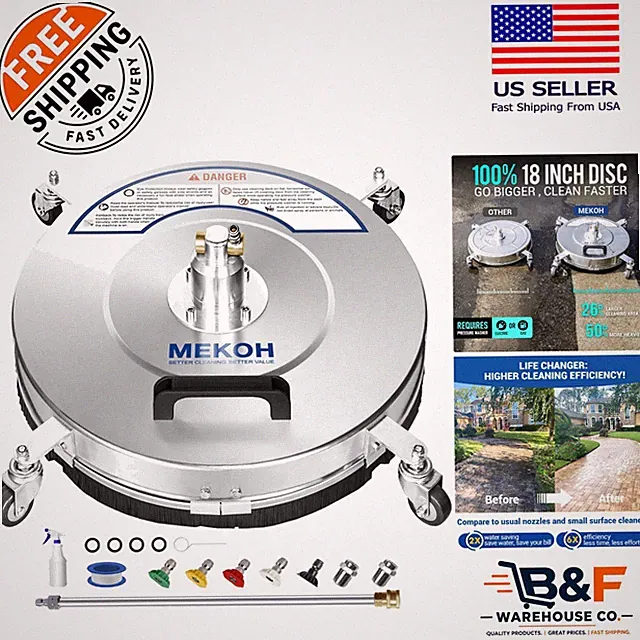 Galaxy Silver 18” Pressure Washer Surface Cleaner - Streak-Free Cleaning