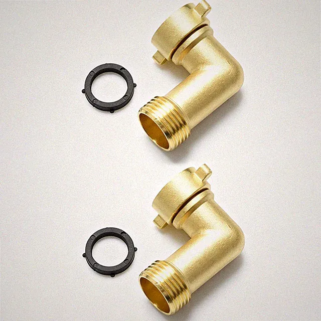 Garden Hose Elbow Connector 2pcs Brass 90° 3/4" Washers for RV Camper Outdoor