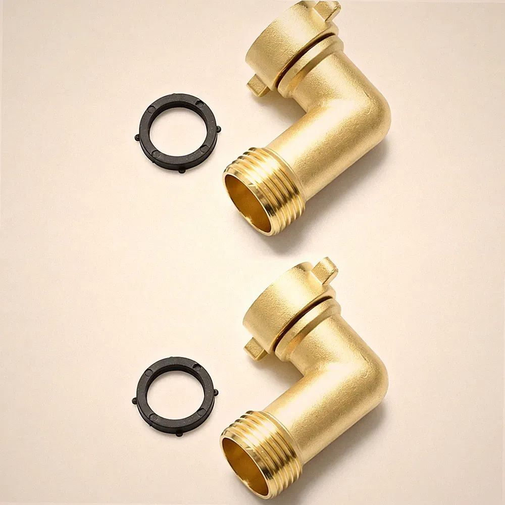 Garden Hose Elbow Connector 2pcs Brass 90° 3/4" Washers for RV Camper Outdoor