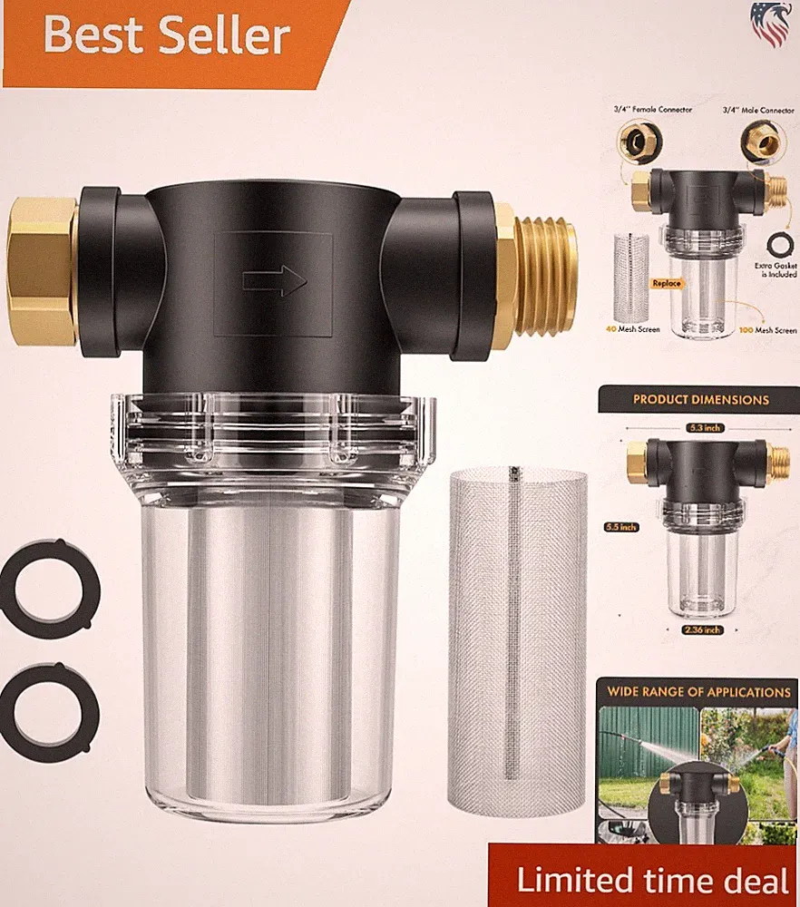 Garden Hose Filter Compatible with Pressure Washer 3/4 Inch 100 Mesh 40 Mesh