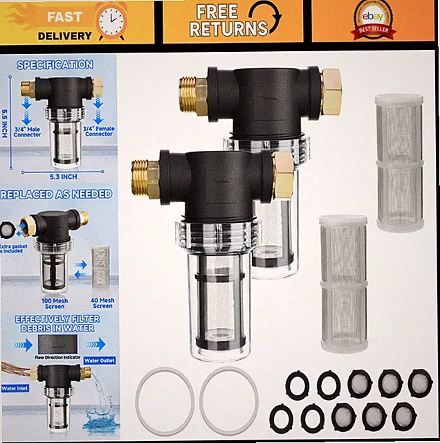 Garden Hose Filter for Pressure Washer Inlet - 2 Pack, High-Pressure Water Filtr