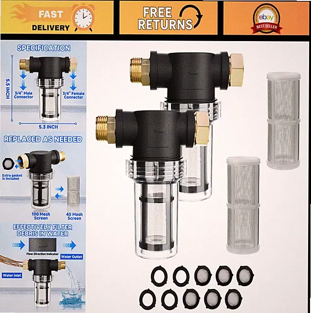 Garden Hose Filter for Pressure Washer - Inline Sediment Water Filter, 100 & 40