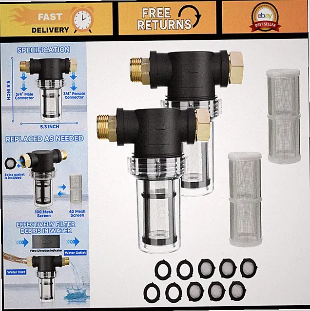 Garden Hose Filter for Pressure Washer - Inline Sediment Water Filter, 100 & 40