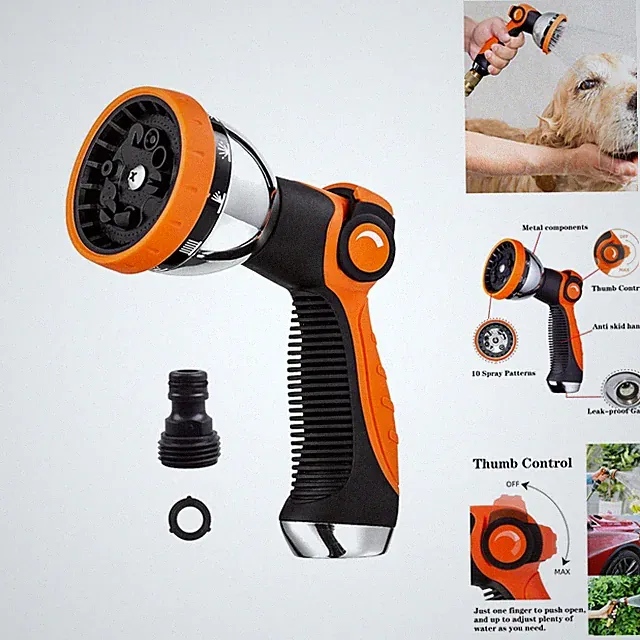 Garden Hose Nozzle Spray Water Head 10 Pattern High Pressure Car Wash Lawn Spray