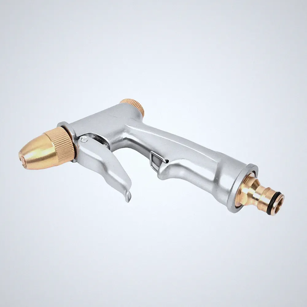 Garden Hose Nozzle Sprayer Heavy Duty Metal High Pressure Water Silver