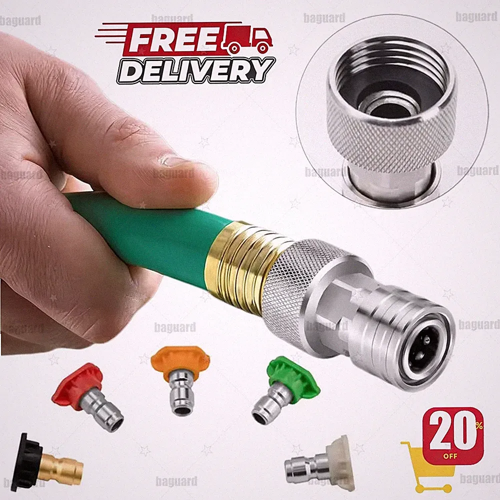 Garden Hose to Pressure Washer Adapter, 3/4" GHT to 1/4" Quick Connect Stainl