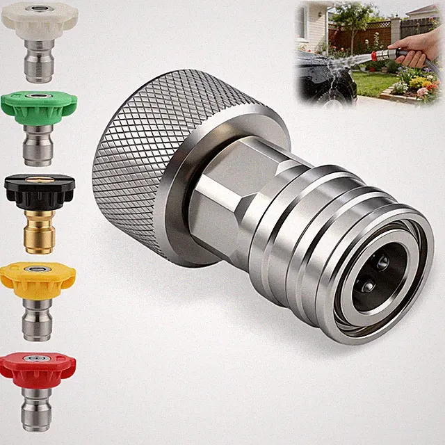 Garden Hose to Pressure Washer Adapter with 5 Pcs Spray Nozzle Tips for Car