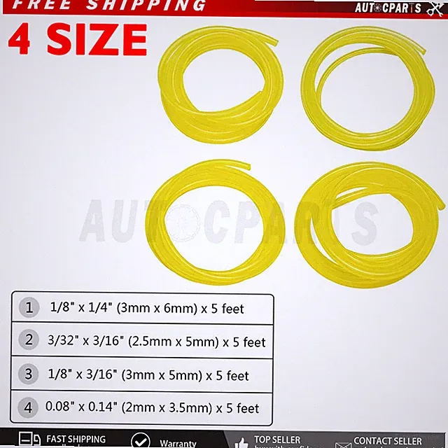 Gas Fuel Line Hose Tube 5ft 4 Sizes For Chainsaw Trimmer Blowers Pressure Washer