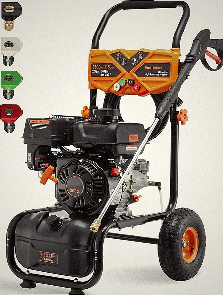 Gas High Pressure Washer 3500 PSI 2.3 GPM Gas Powered Washer 209cc 4 Nozzles