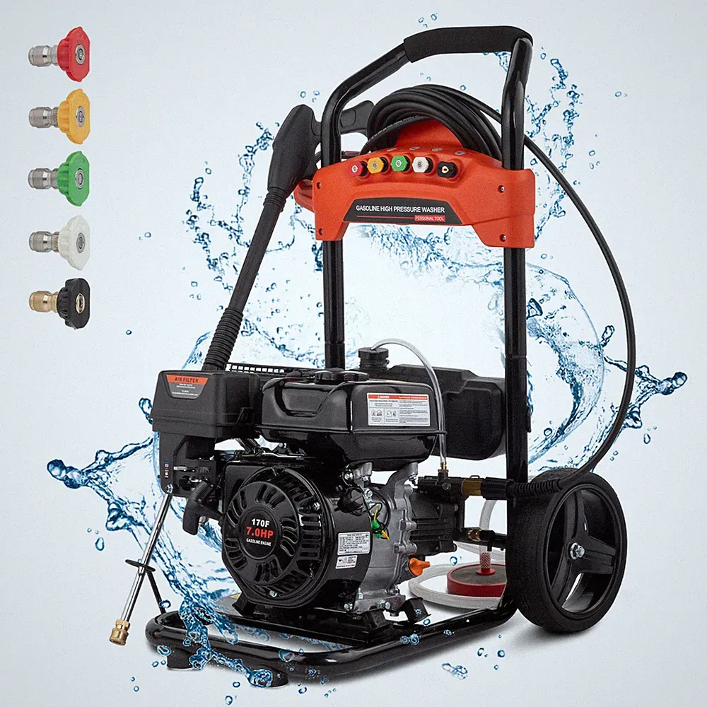 Gas Power Pressure Washer 2.3 GPM 2700 PSI 198cc Engine 5 Nozzles