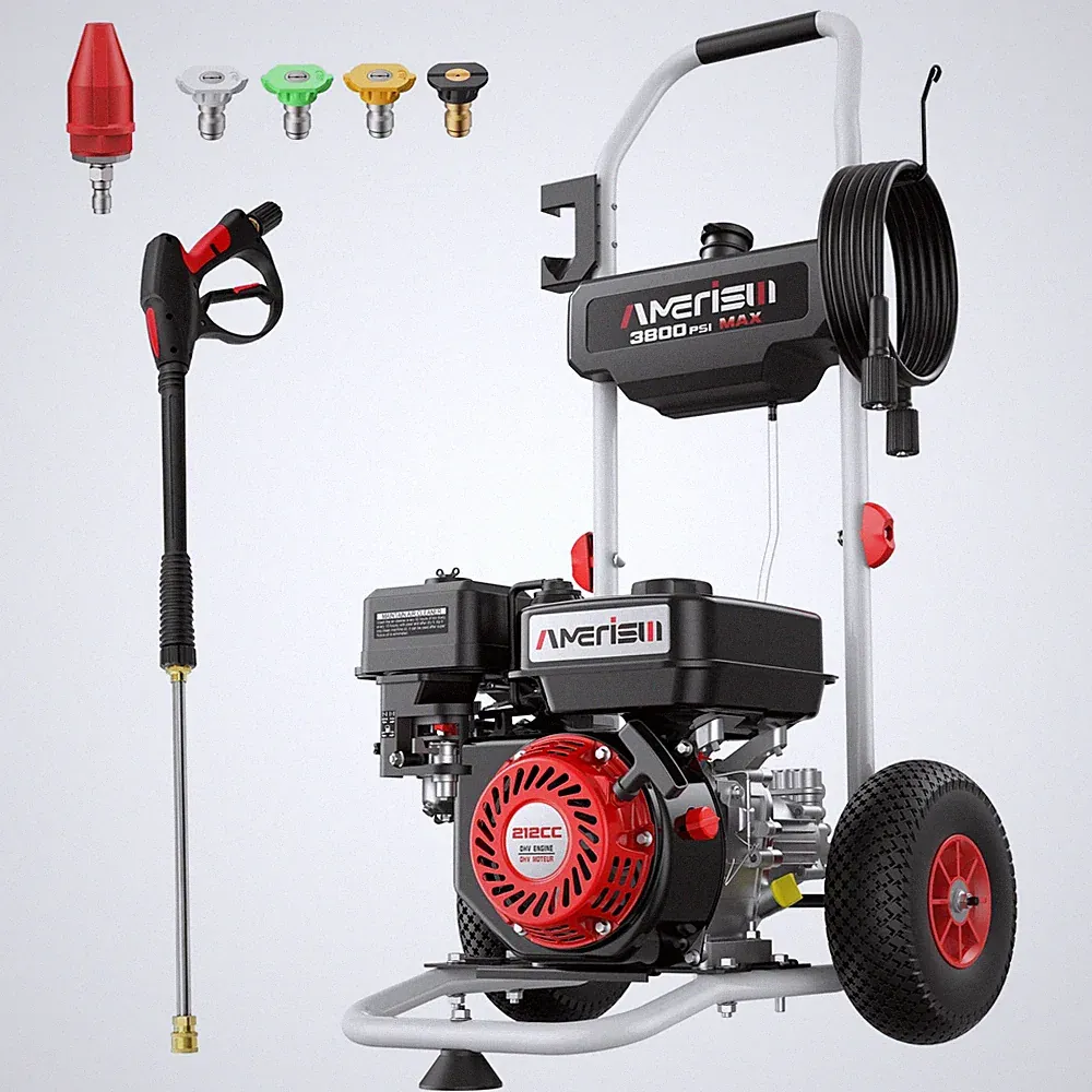 Gas Powered Pressure Washer 3800 PSI, 2.5 GPM High Power Washer, 212CC Engine...