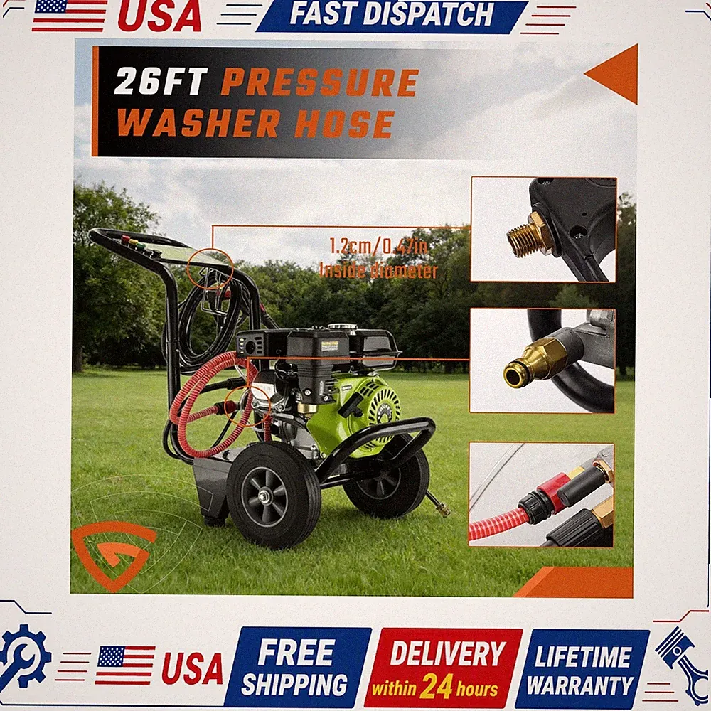 Gas Powered Washer For House Car Detail 3500PSI 212cc Cold Water System Green
