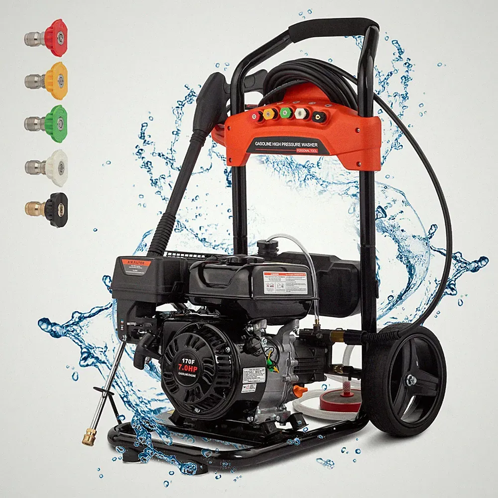 Gas Pressure Washer 2.3 GPM 2700 PSI Gas Power 198cc Engine 26FT 5 Nozzles