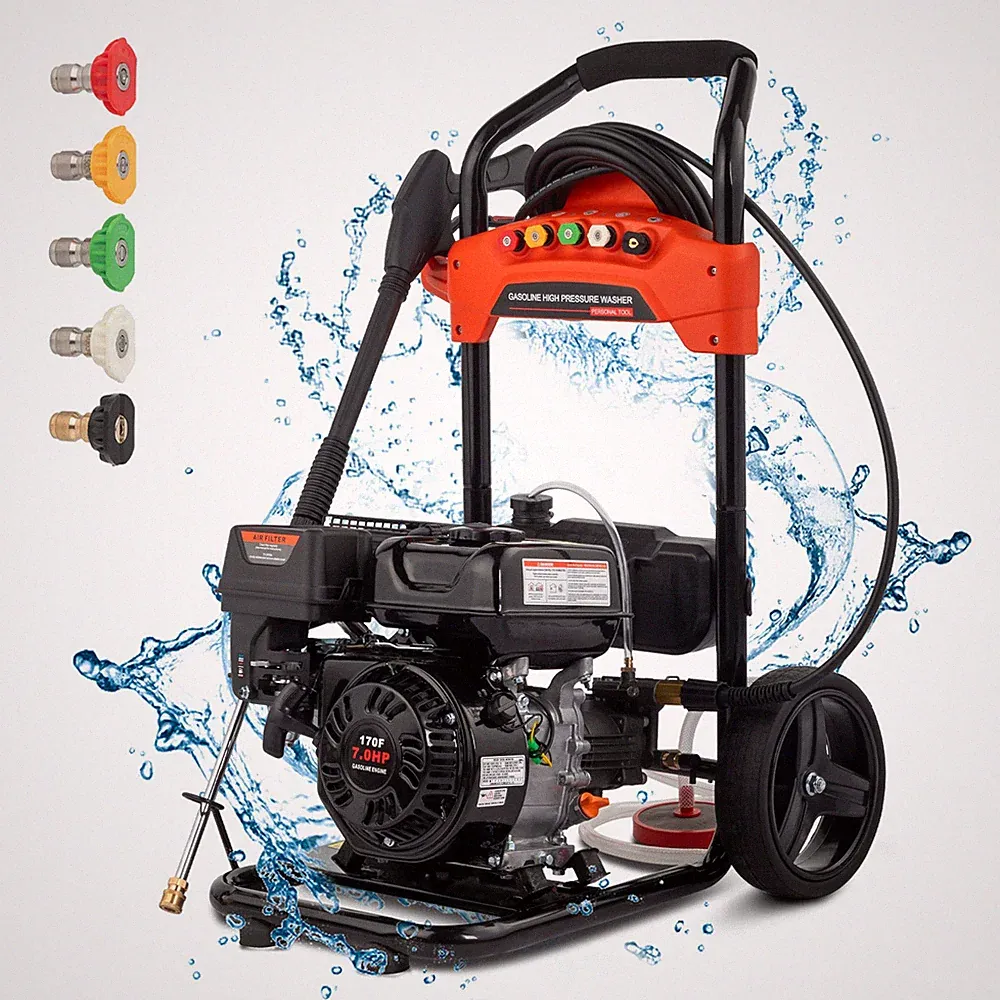 Gas Pressure Washer 2.3 GPM 2700 PSI Gas Power 198cc Engine 26FT Reinforced Hose