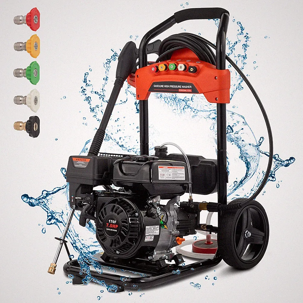 Gas Pressure Washer 2.3 GPM 2700 PSI Gas Power Washer 198cc With 5 Nozzles