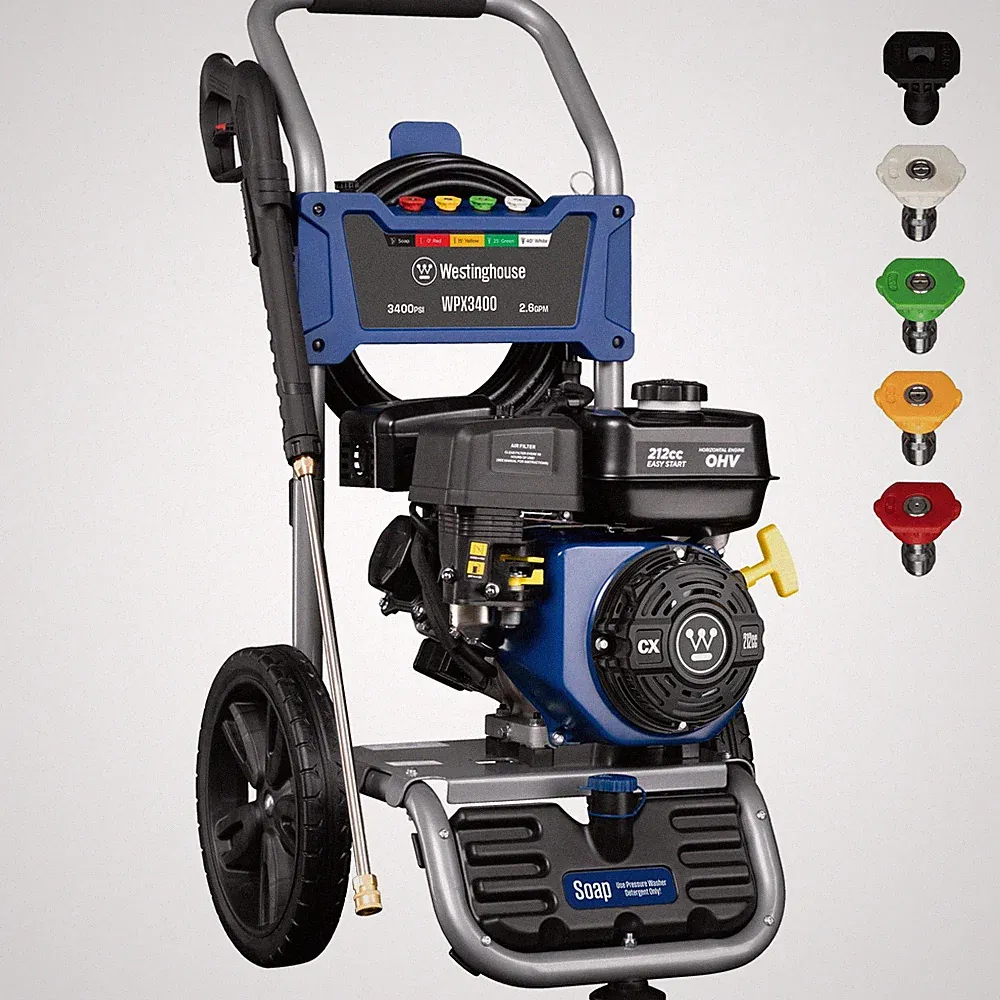Gas Pressure Washer 3400 PSI 2.6 GPM Onboard Soap Tank Westinghouse WPX3400 Wand