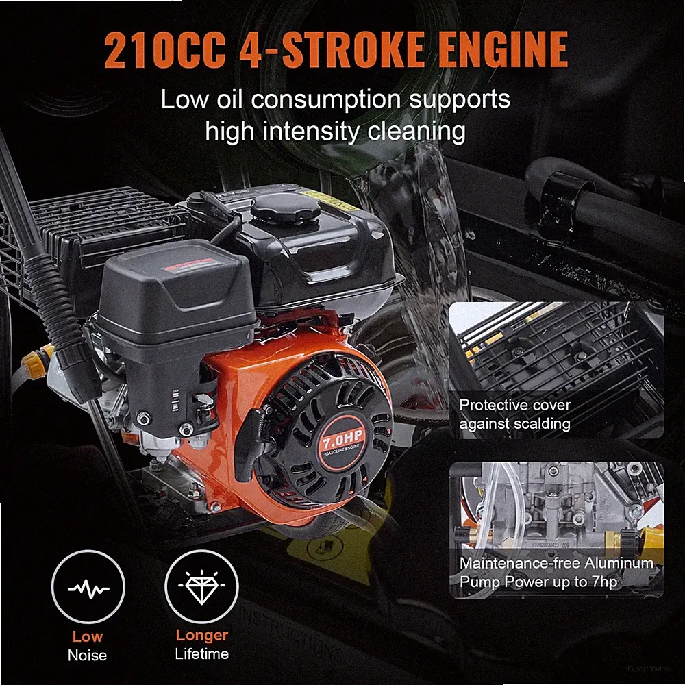 Gas Pressure Washer 3400 PSI 2.6 GPM with 5 Nozzles, for Cars & Driveways