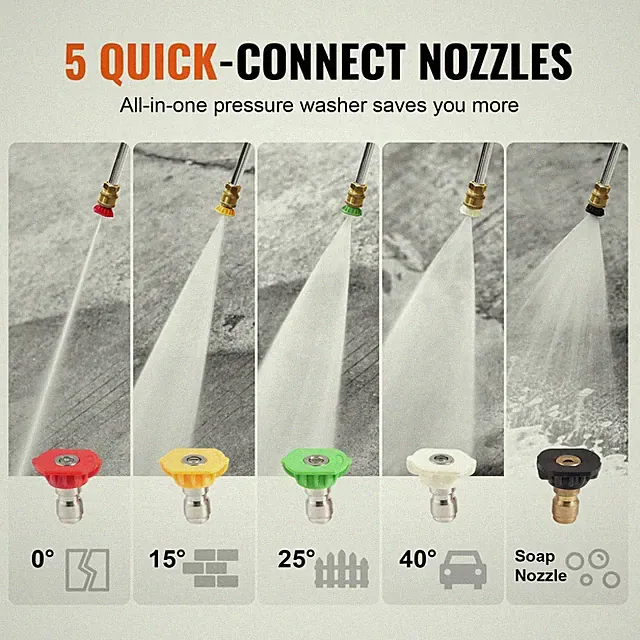 Gas Pressure Washer 3500 PSI Aluminum Pump 5-Nozzle Set Driveways Patios