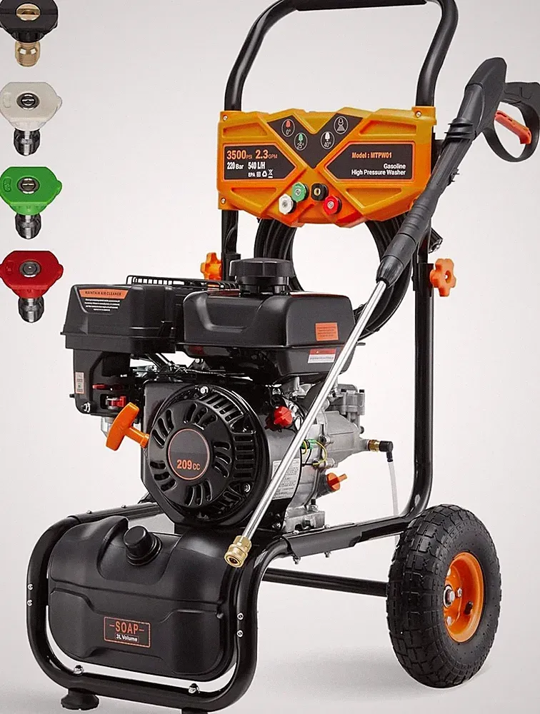 Cold Water Pressure Washer Gas 2.3 GPM 3500 PSI 209cc With Soap Tank&4 Nozzles