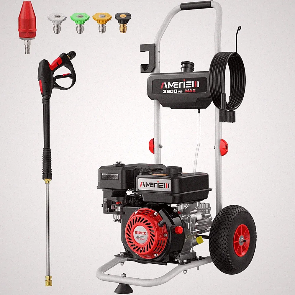 Gas Pressure Washer 3800 PSI 2.5 GPM, 212CC 4-Stroke OHV Engine Gas Powered P...