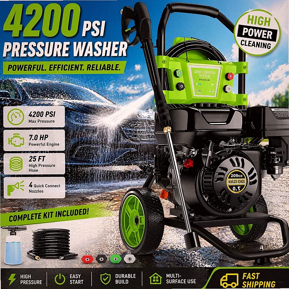 Gas Pressure Washer 4200PSI Max 4.0GPM Portable Power Washer 4 Quick Nozzle
