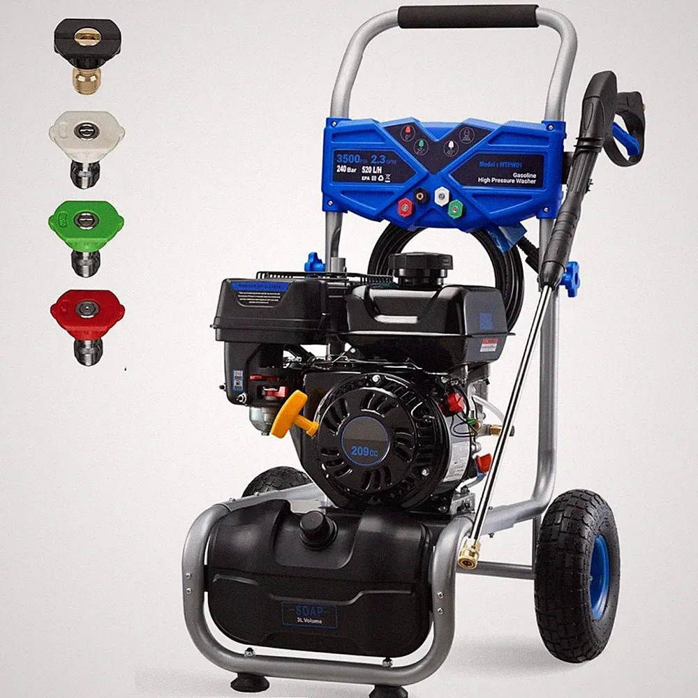 Gas Pressure Washer Gas Powered Washer with 4 Nozzles&Soap Tank 3500 PSI 2.3 GPM