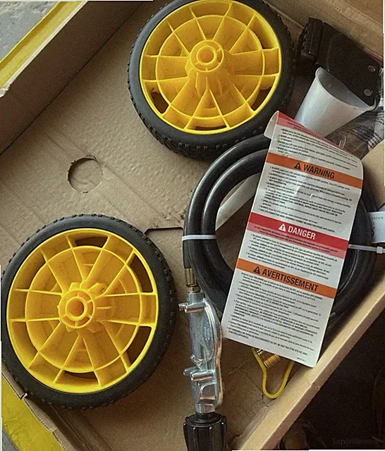 Gas Pressure Washer Replacement Hose & Wheel Kit Yellow Wheels Black Hose