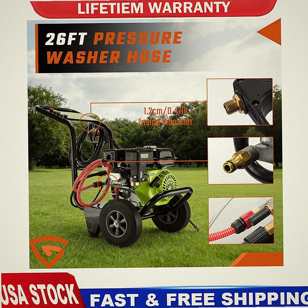 Gasoline Power Washer Cold Use For Automobiles Driveways 3500 PSI 212cc Unit
