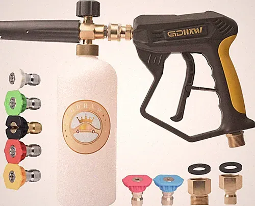GDHXW X-887 High Pressure Washer Gun with Foam Cannon 2 Adapter 7 Pressure...