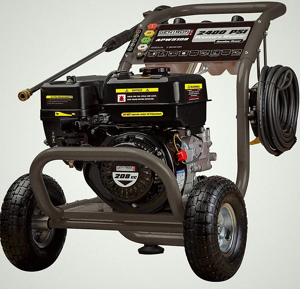 Gentron Pressure Washer 2400 PSI, 2.1 GPM Detergent JD Engine 7 HP 208cc Gray