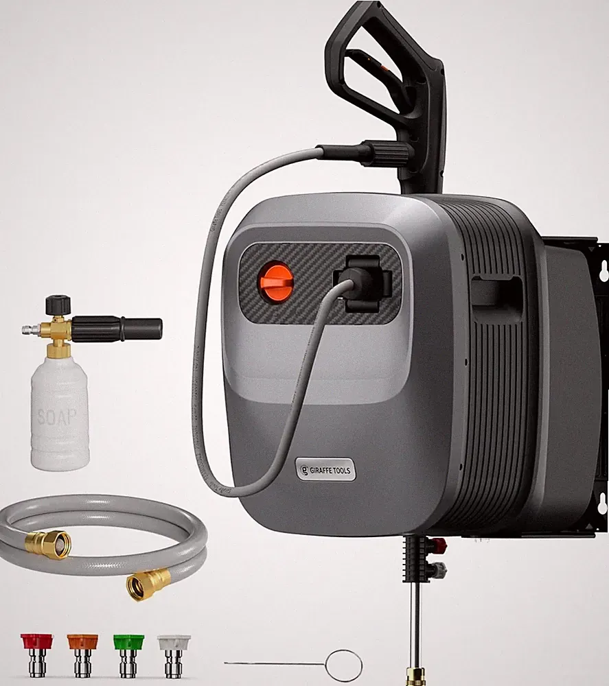 Giraffe Tools 2500 PSI Electric Pressure Washer Power Washer Hose Reel 65 Feet