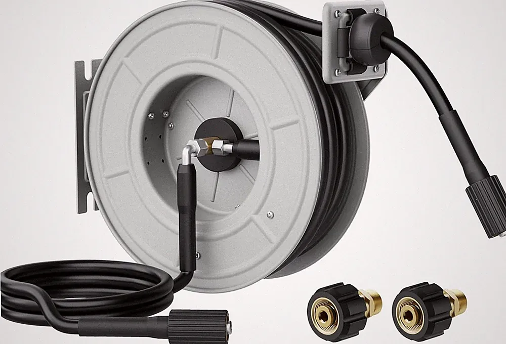 Giraffe Tools 3200PSI Pressure Washer Hose Reel 1/4" x 65 ft Retractable Hose