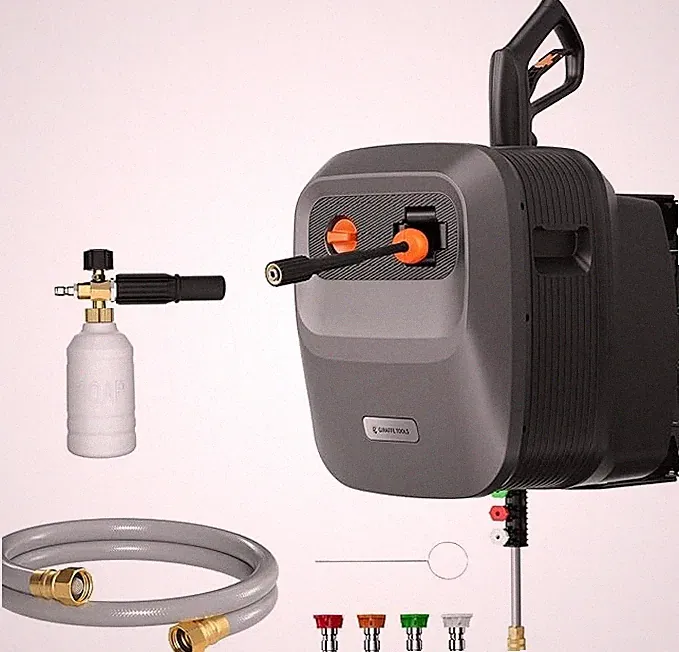 Giraffe Tools Grandfalls Retractable Pressure Washer Hose Reel 65FT Max 2500 PSI