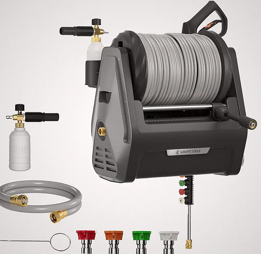 Giraffe Tools Grandfalls Retractable Pressure Washer Plus Wall Mount 100FT Hose