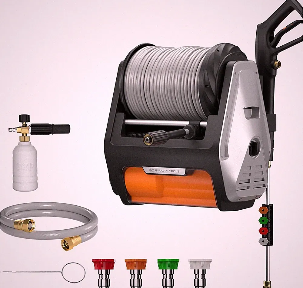 Giraffe Tools Grandfalls Retractable Pressure Washer Pro Wall-Mount Max 3700 PSI