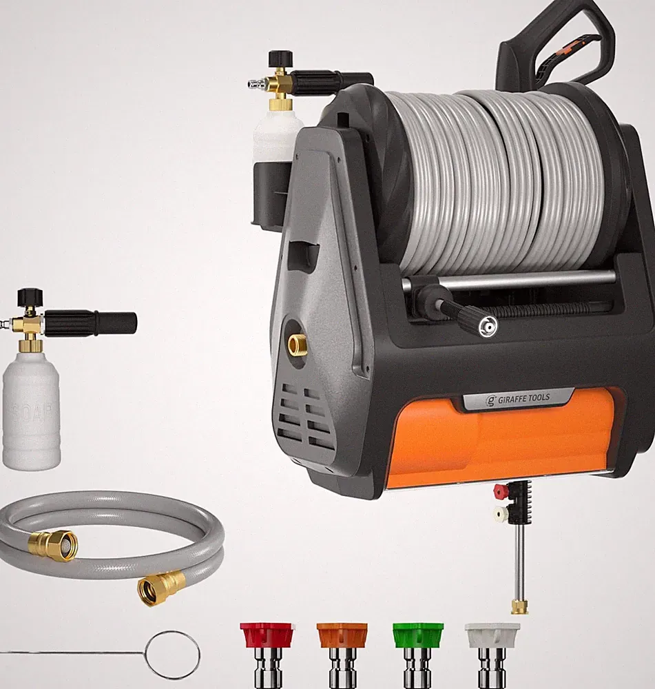 Giraffe Tools Grandfalls Retractable Pressure Washer Pro, Wall Mount Pressure Wa