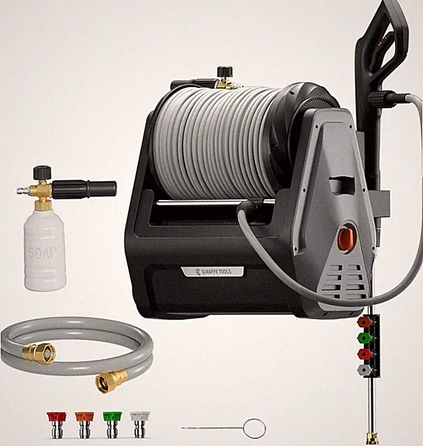 Giraffe Tools Grandfalls Retractable Wall Mount Pressure Washer Plus, Electric P