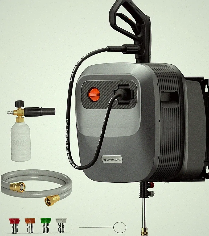Giraffe Tools Max 2500 PSI Electric Pressure Power Washer 65FT Hose Retractable
