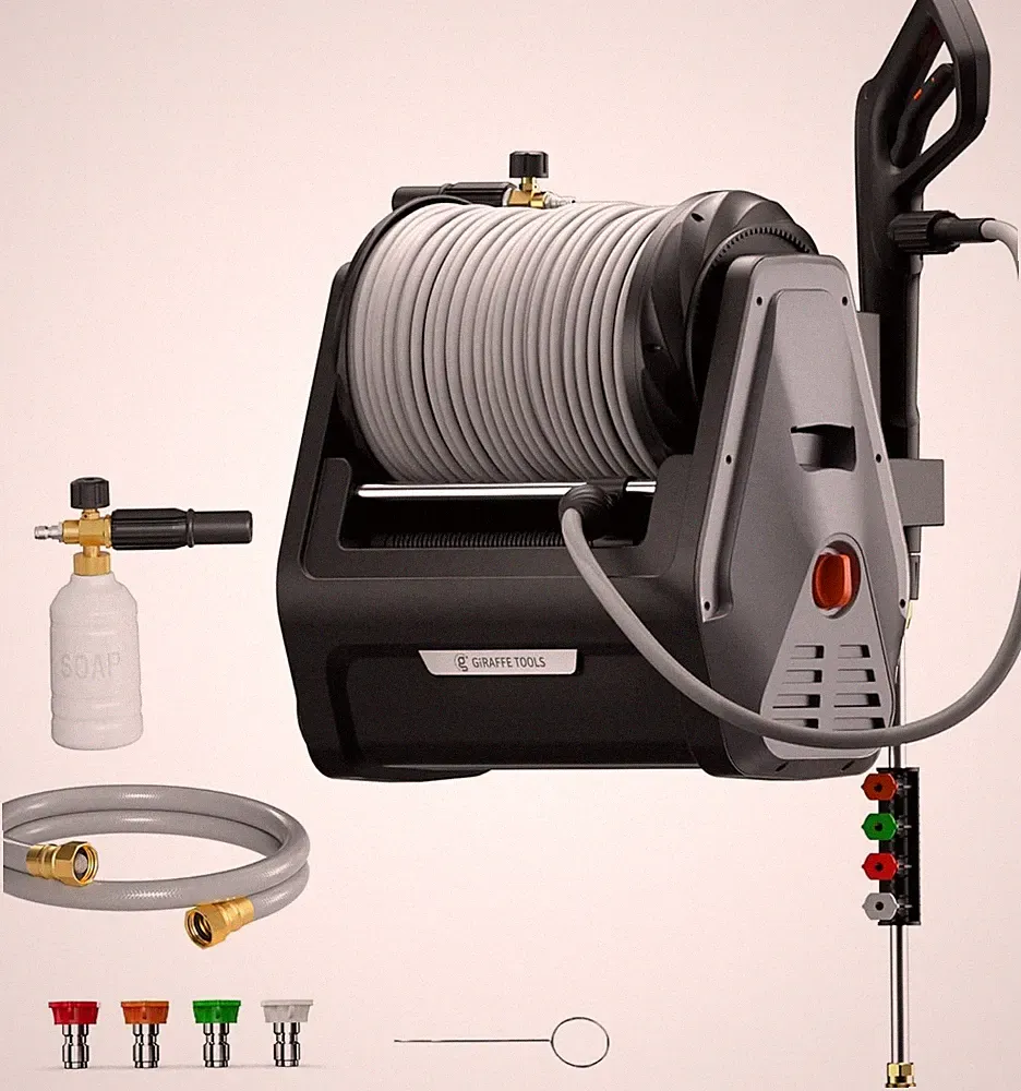 Giraffe Tools Max 2900 PSI Electric Pressure Washer with 100FT Retractable Hose