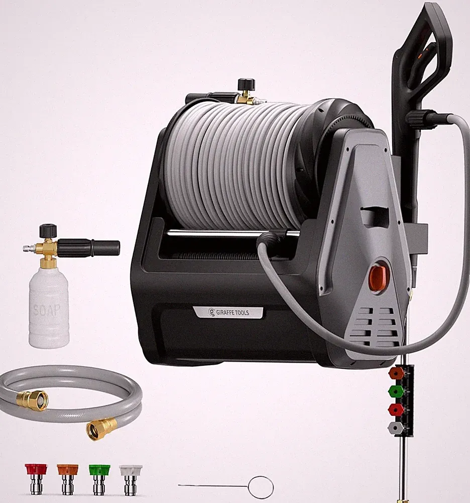 Giraffe Tools Max 2900 PSI Electric Pressure Washer with 100FT Retractable Hose